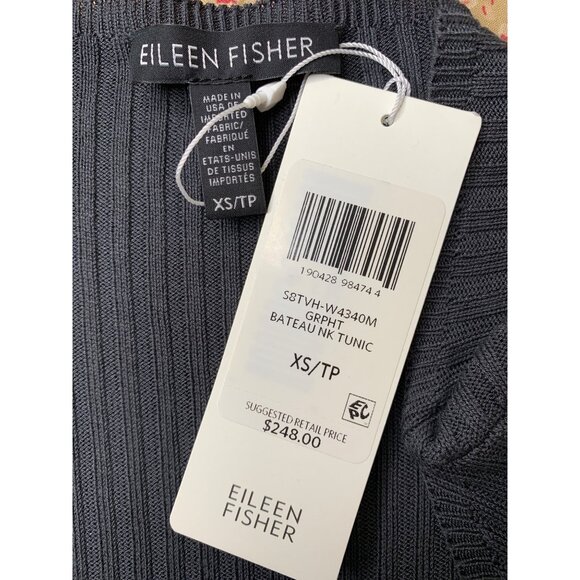 Eileen Fisher Tencel Tunic XS Gray Split Hem Cap Sleeve NWT $258 USA 10037 - Picture 3 of 14